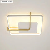 Sleek Square Thin Ceiling Flushmount Lamp - Minimalistic Acrylic Black/White - Gold Flush Light