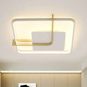 Sleek Square Thin Ceiling Flushmount Lamp - Minimalistic Acrylic Black/White - Gold Flush Light