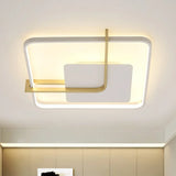 Sleek Square Thin Ceiling Flushmount Lamp - Minimalistic Acrylic Black/White - Gold Flush Light