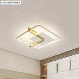 Sleek Square Thin Ceiling Flushmount Lamp - Minimalistic Acrylic Black/White - Gold Flush Light