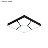Sleek Squared/Rectangular Flush Mount Led Ceiling Light In Black/White White/Warm - Modern Acrylic