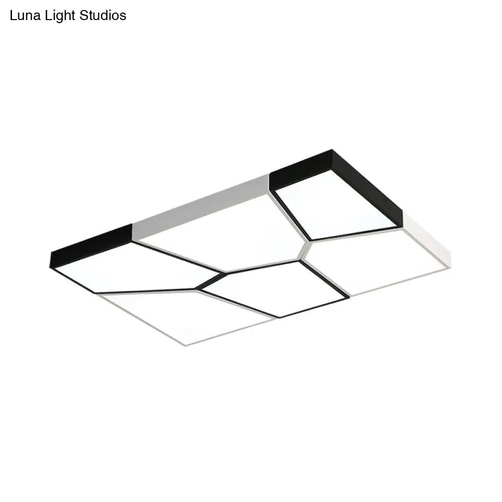 Sleek Squared/Rectangular Flush Mount Led Ceiling Light In Black/White White/Warm - Modern Acrylic