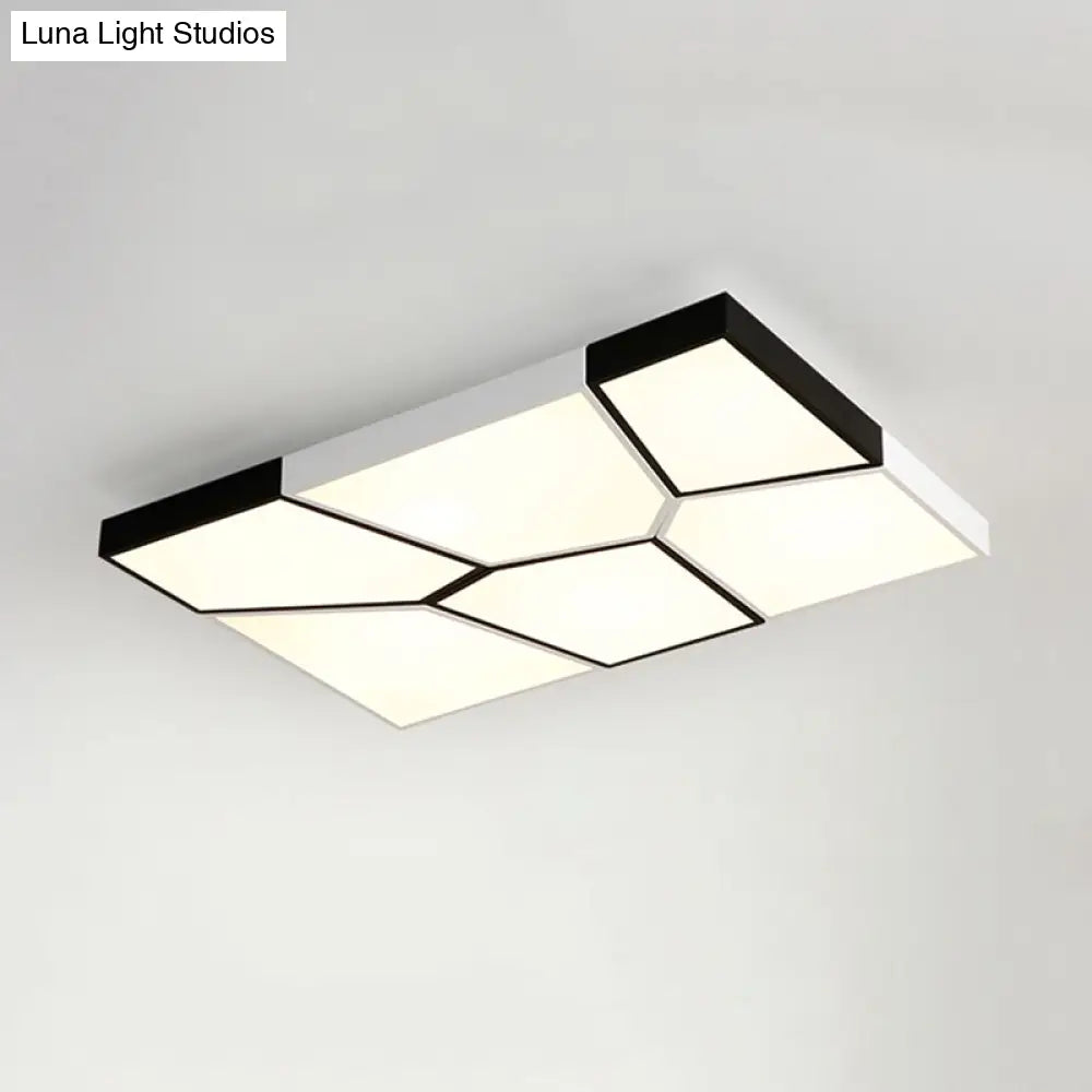 Sleek Squared/Rectangular Flush Mount Led Ceiling Light In Black/White White/Warm - Modern Acrylic