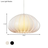 Sleek Squash Suspension Light: Acrylic Single Dining Table Pendant In White/Black With Blade Design