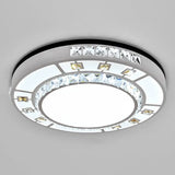 Sleek Stainless - Steel Drum Led Flush Mount Light With Crystal Accent – Perfect For Bedrooms /