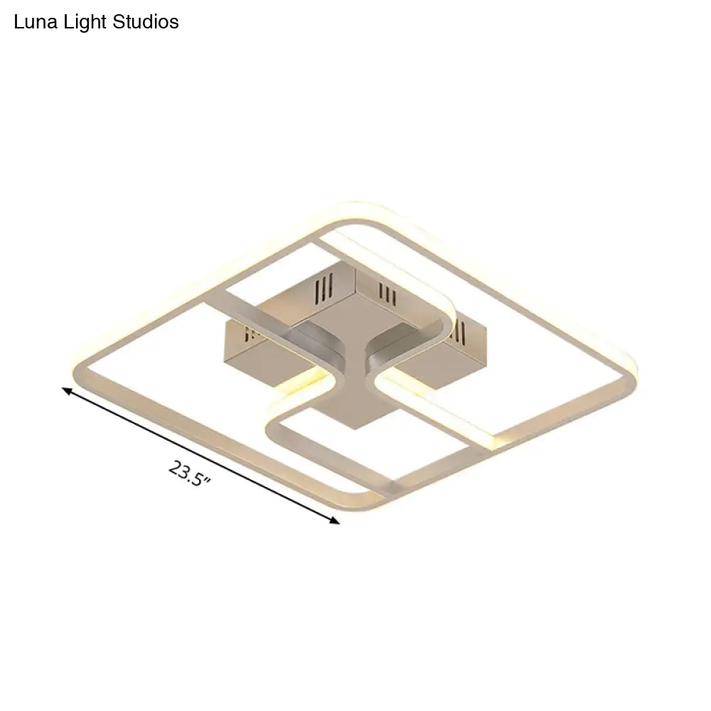 Sleek & Stylish Acrylic Square Led Ceiling Flush Mount Lighting Fixture (18’ 23.5’ W) In Chrome