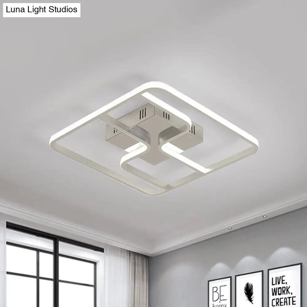 Sleek & Stylish Acrylic Square Led Ceiling Flush Mount Lighting Fixture (18’ 23.5’ W) In Chrome