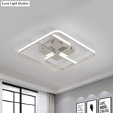 Sleek & Stylish Acrylic Square Led Ceiling Flush Mount Lighting Fixture (18’ 23.5’ W) In Chrome