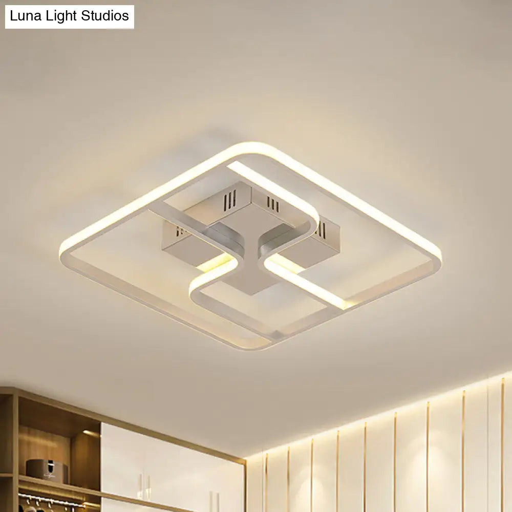 Sleek & Stylish Acrylic Square Led Ceiling Flush Mount Lighting Fixture (18’ 23.5’ W) In Chrome