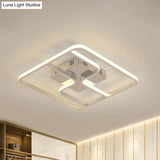 Sleek & Stylish Acrylic Square Led Ceiling Flush Mount Lighting Fixture (18’ 23.5’ W) In Chrome