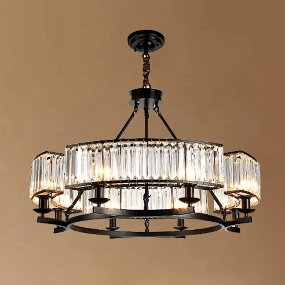 Sleek Tri-Prism Crystal Pendant Light for Your Living Room 6 / Black