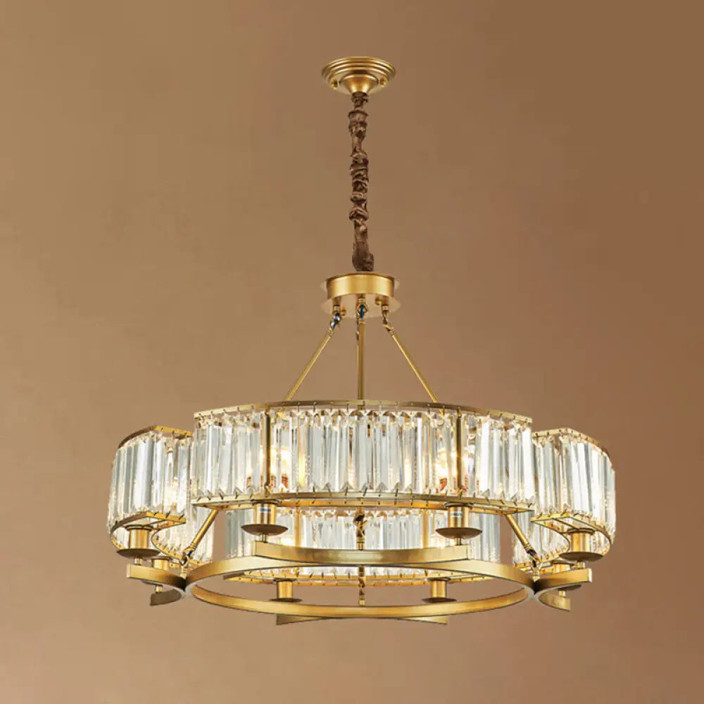Sleek Tri-Prism Crystal Pendant Light for Your Living Room 6 / Gold