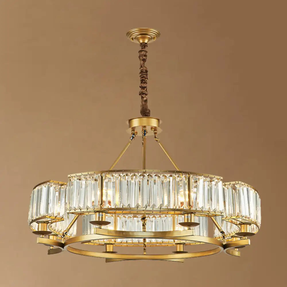 Sleek Tri-Prism Crystal Pendant Light for Your Living Room 8 / Gold
