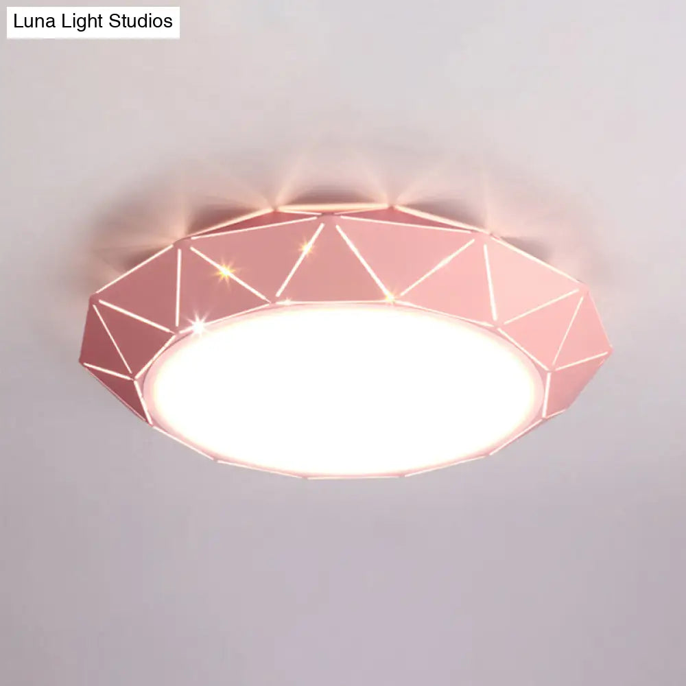 Sleek Ufo Girl Bedroom Led Ceiling Light - Acrylic Metal Nordic Flushmount