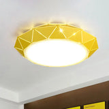 Sleek Ufo Girl Bedroom Led Ceiling Light - Acrylic Metal Nordic Flushmount Yellow