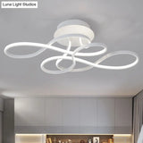 Sleek White Acrylic Swirl Wave Led Ceiling Light Fixture - Simplicity Close To Lighting Solution