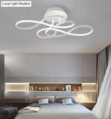 Sleek White Acrylic Swirl Wave Led Ceiling Light Fixture - Simplicity Close To Lighting Solution