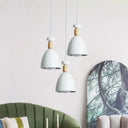 Sleek White Dome Shade Suspension Light With 3 Bulbs Modern Metallic Multi Lamp Pendant