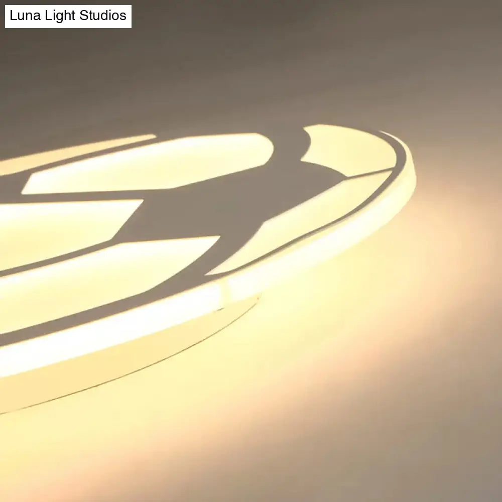 Sleek White Flush Mount Soccer Ceiling Light For Kid’s Bedroom