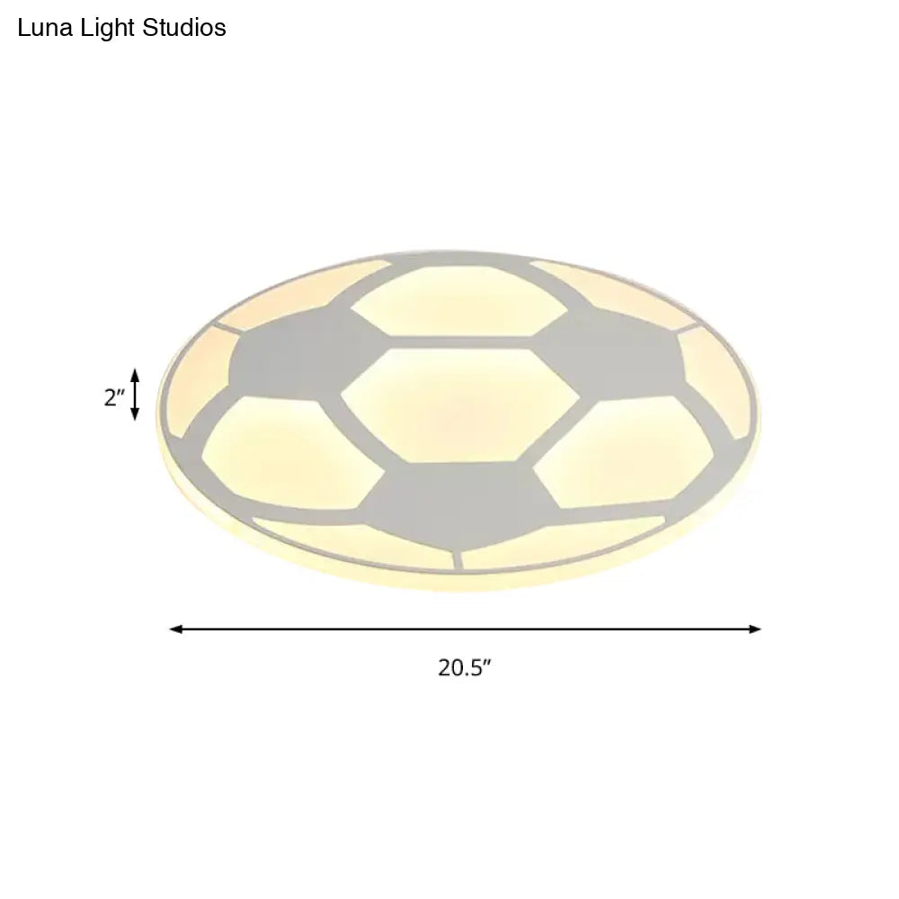 Sleek White Flush Mount Soccer Ceiling Light For Kid’s Bedroom