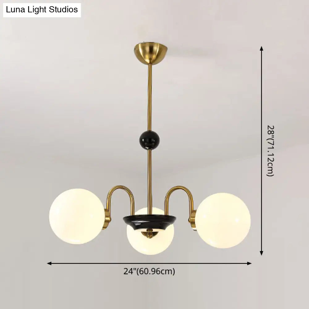 Sleek White Glass Ceiling Chandelier - Modern Minimalist Design