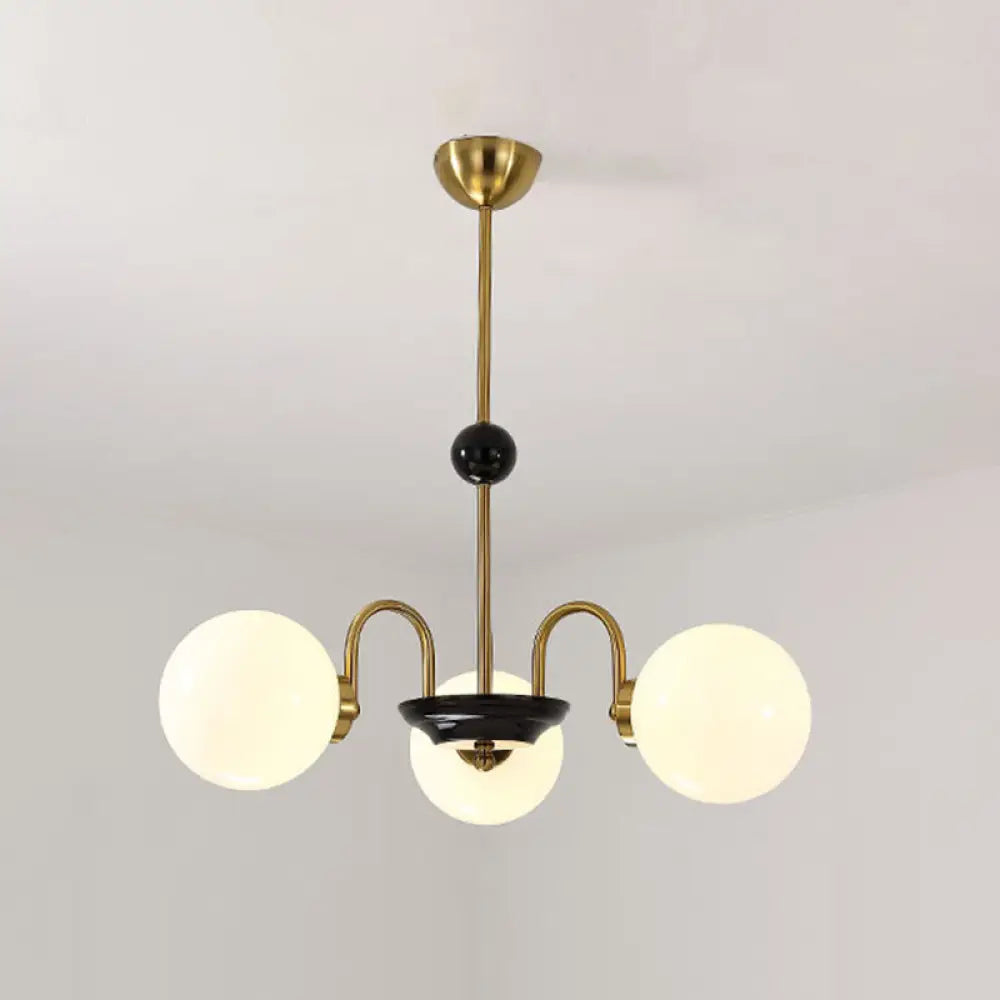 Sleek White Glass Ceiling Chandelier - Modern Minimalist Design 3 / Gold