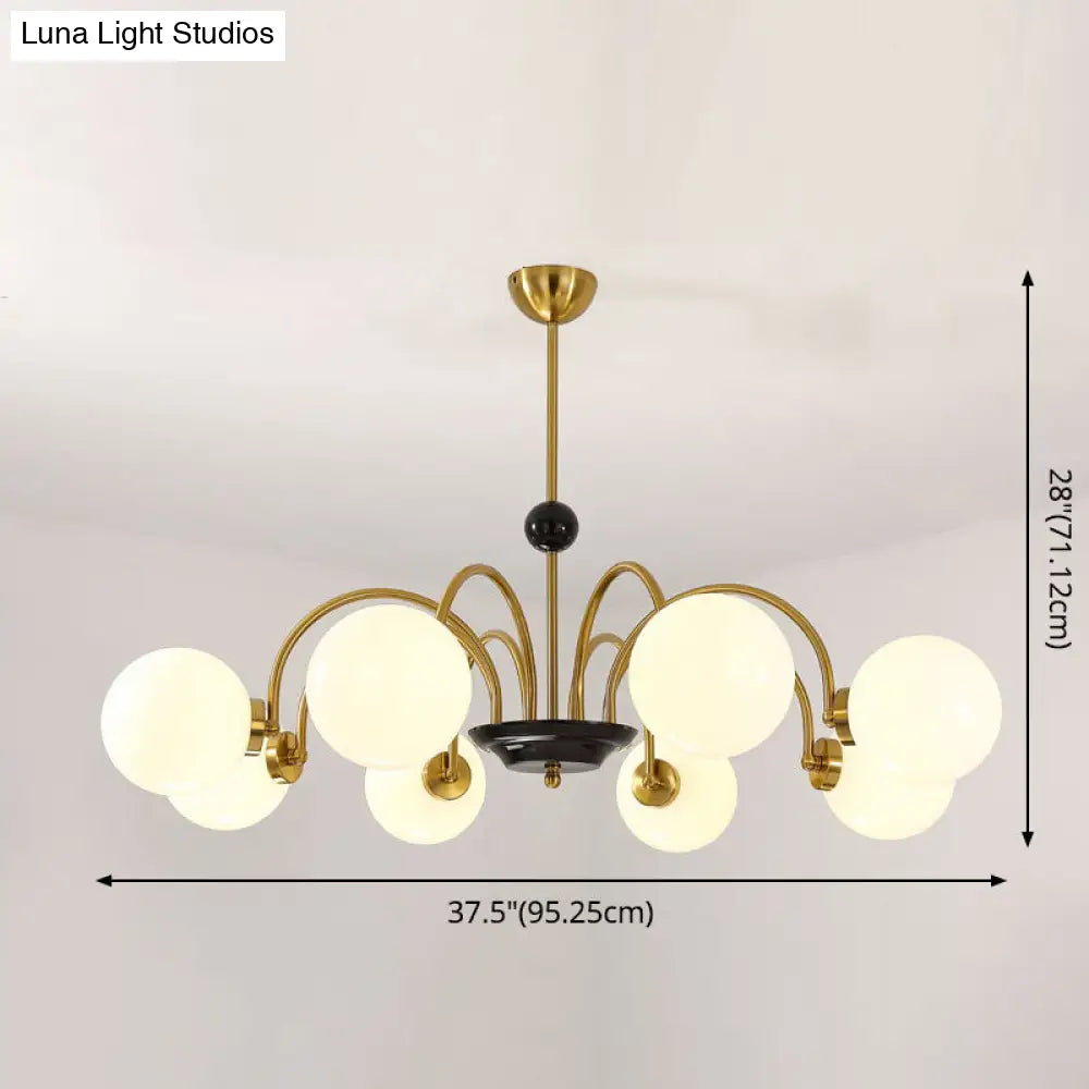 Sleek White Glass Ceiling Chandelier - Modern Minimalist Design