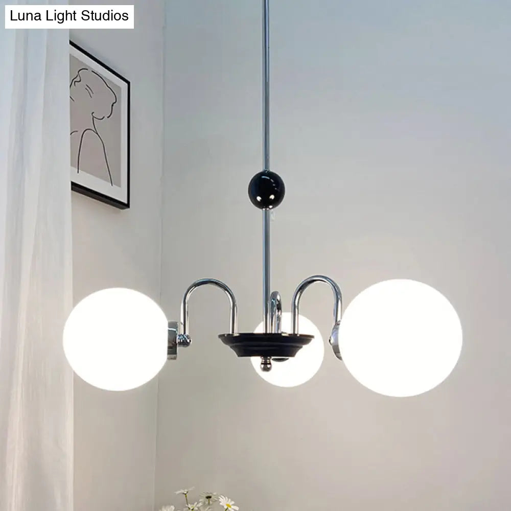 Sleek White Glass Ceiling Chandelier - Modern Minimalist Design