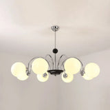 Sleek White Glass Ceiling Chandelier - Modern Minimalist Design 8 / Chrome