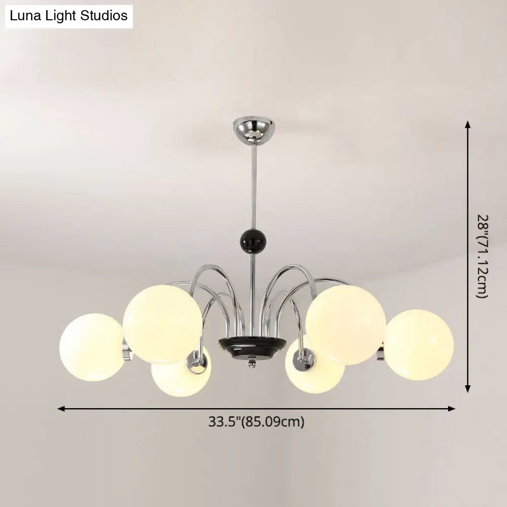 Sleek White Glass Ceiling Chandelier - Modern Minimalist Design