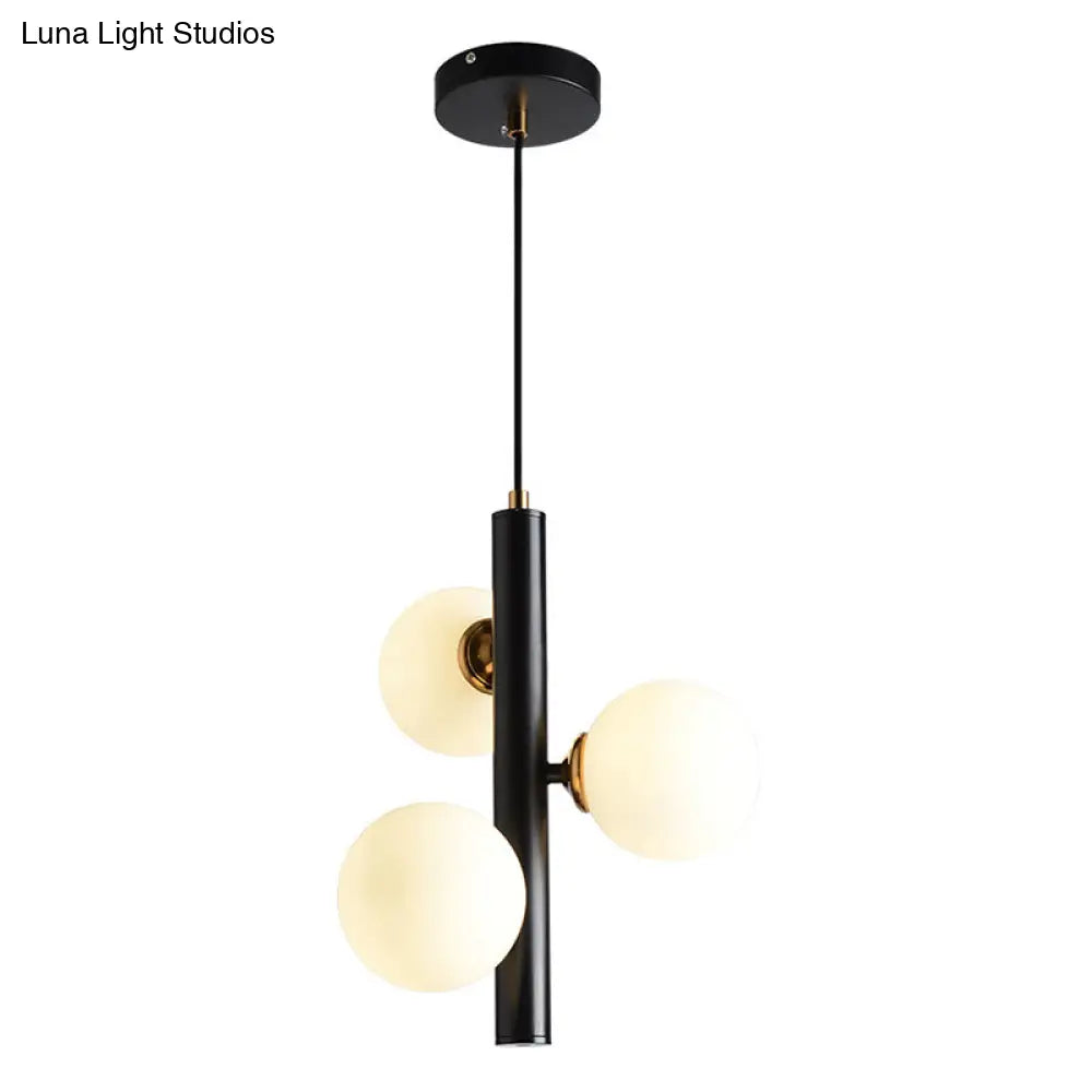 Sleek White Glass Linear Chandelier - Modern Minimalist 3-Light Ceiling Fixture