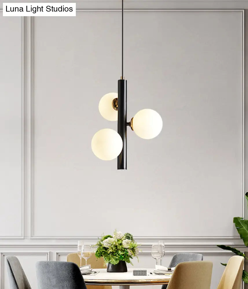 Sleek White Glass Linear Chandelier - Modern Minimalist 3-Light Ceiling Fixture