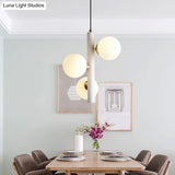 Sleek White Glass Linear Chandelier - Modern Minimalist 3-Light Ceiling Fixture