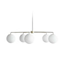 Sleek White Glass Spherical Chandelier - 5-Light Modern Minimalist Ceiling Fixture For Living Room