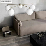 Sleek White Glass Spherical Chandelier - 5-Light Modern Minimalist Ceiling Fixture For Living Room