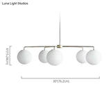 Sleek White Glass Spherical Chandelier - 5-Light Modern Minimalist Ceiling Fixture For Living Room