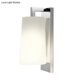 Sleek White Sconce With Chrome Arm - Fabric Wall Lighting For Simplistic Illumination