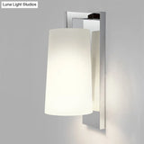 Sleek White Sconce With Chrome Arm - Fabric Wall Lighting For Simplistic Illumination