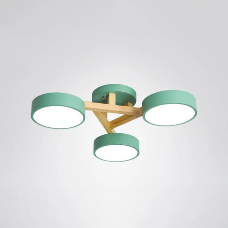 Sleek Wood Branch Led Ceiling Light With Minimalistic Acrylic Shade 3 / Green White