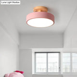 Sleek Wood Semi Flush Mount Led Ceiling Light With Round Acrylic Shade - Simplicity At Its Best!