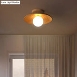Sleek Wooden Ceiling Light - Mini Semi Flush Mount Hallway Lamp