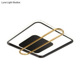 Slim Ceiling Light Fixture: Square And Oblong Simplicity Aluminum Led Flush Mount In