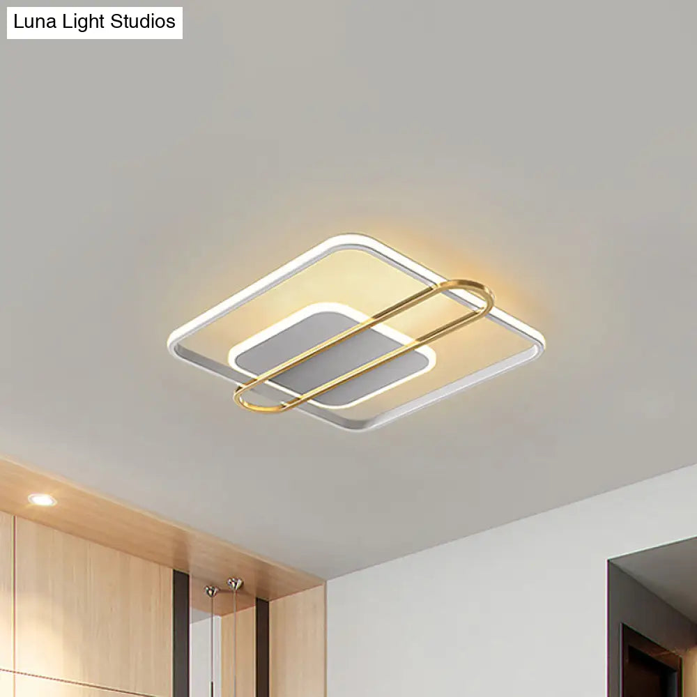 Slim Ceiling Light Fixture: Square And Oblong Simplicity Aluminum Led Flush Mount In