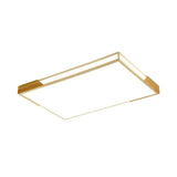 Slim Rectangle Flushmount Lighting: 25.5/34.5 Minimalist Wood White; Warm/White Light Acrylic