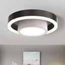Small Acrylic Ceiling Flush Nordic Led Mount Lighting - Dual Hoop Design Black/Coffee/Gold Ideal
