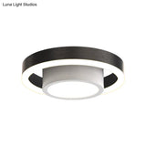 Small Acrylic Ceiling Flush Nordic Led Mount Lighting - Dual Hoop Design Black/Coffee/Gold Ideal