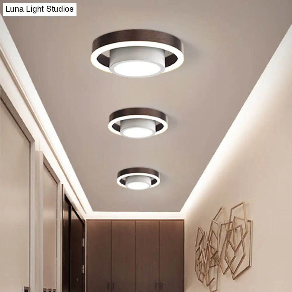 Small Acrylic Ceiling Flush Nordic Led Mount Lighting - Dual Hoop Design Black/Coffee/Gold Ideal