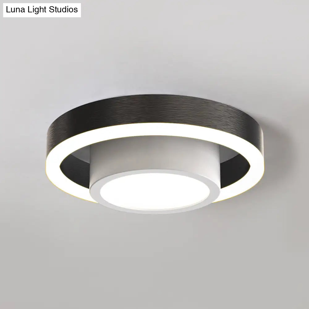 Small Acrylic Ceiling Flush Nordic Led Mount Lighting - Dual Hoop Design Black/Coffee/Gold Ideal