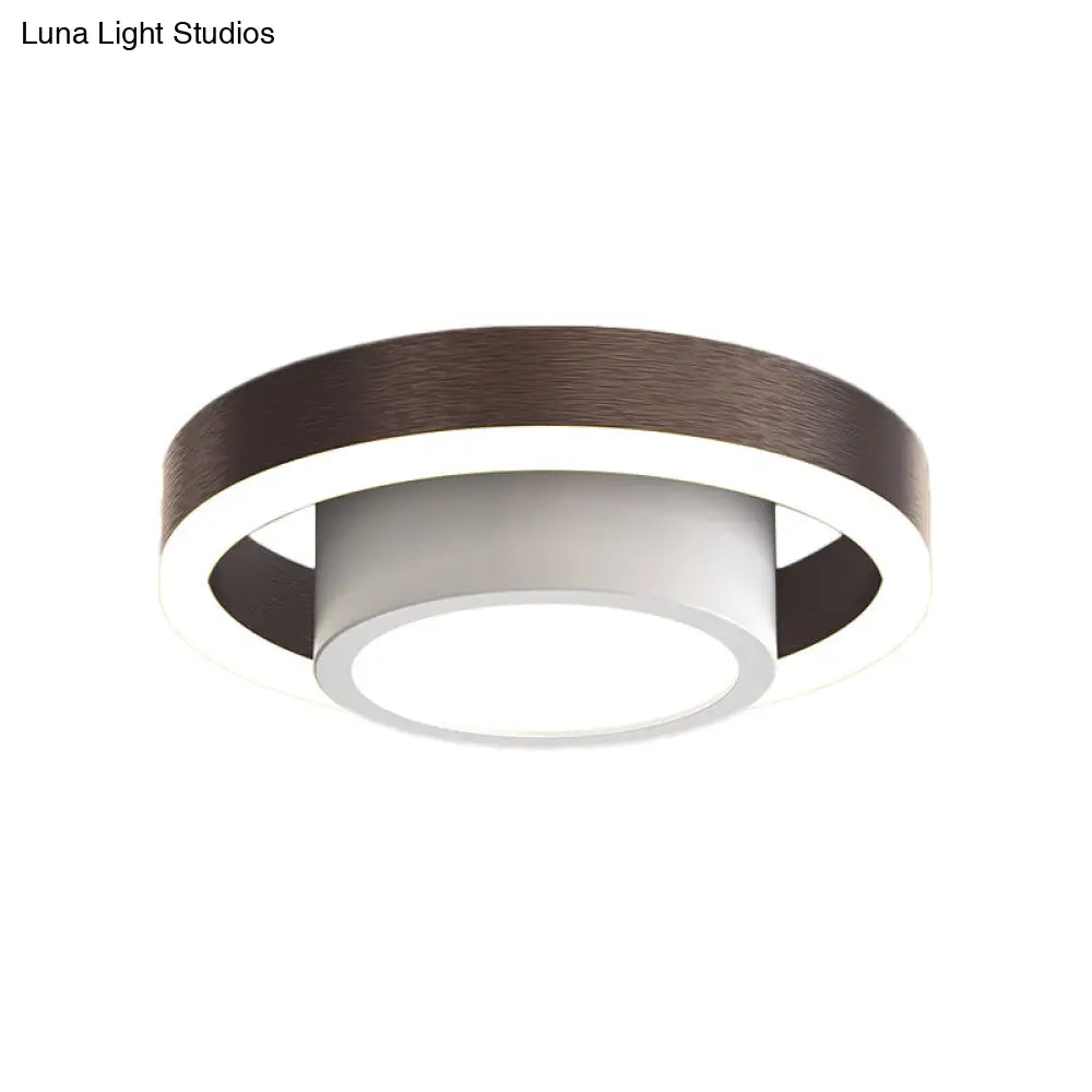 Small Acrylic Ceiling Flush Nordic Led Mount Lighting - Dual Hoop Design Black/Coffee/Gold Ideal