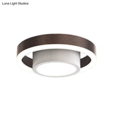 Small Acrylic Ceiling Flush Nordic Led Mount Lighting - Dual Hoop Design Black/Coffee/Gold Ideal
